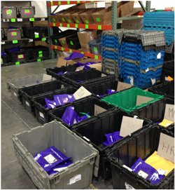 image of bins in warehouse